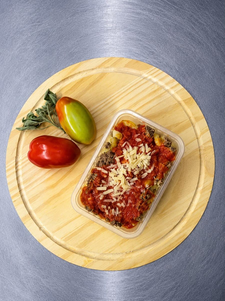 Massa branca/integral à bolonhesa (com molho vermelho e carne moída)